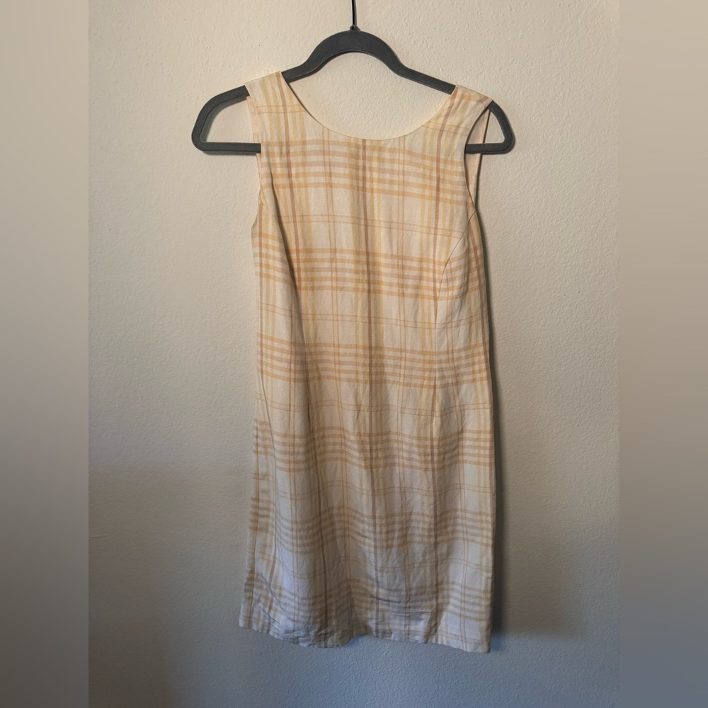 90s Plaid Sleeveless Dress - Yellow and Cream